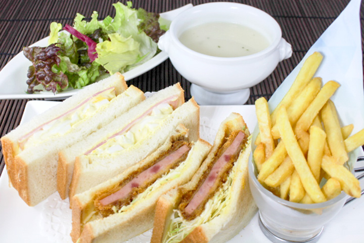 ハムカツと玉子サンドセット